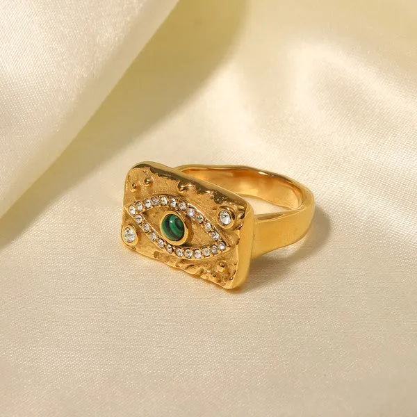 18K Gold-Plated Zircon Square Ring