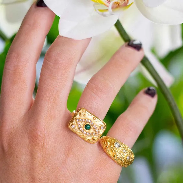 18K Gold-Plated Zircon Square Ring