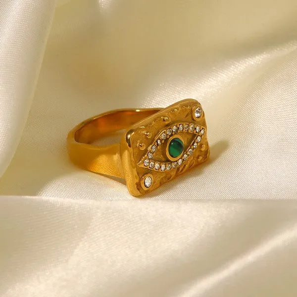 18K Gold-Plated Zircon Square Ring