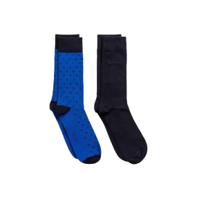 2 Pack Gant Dot and Solid Colour Socks - Charcoal | Blue