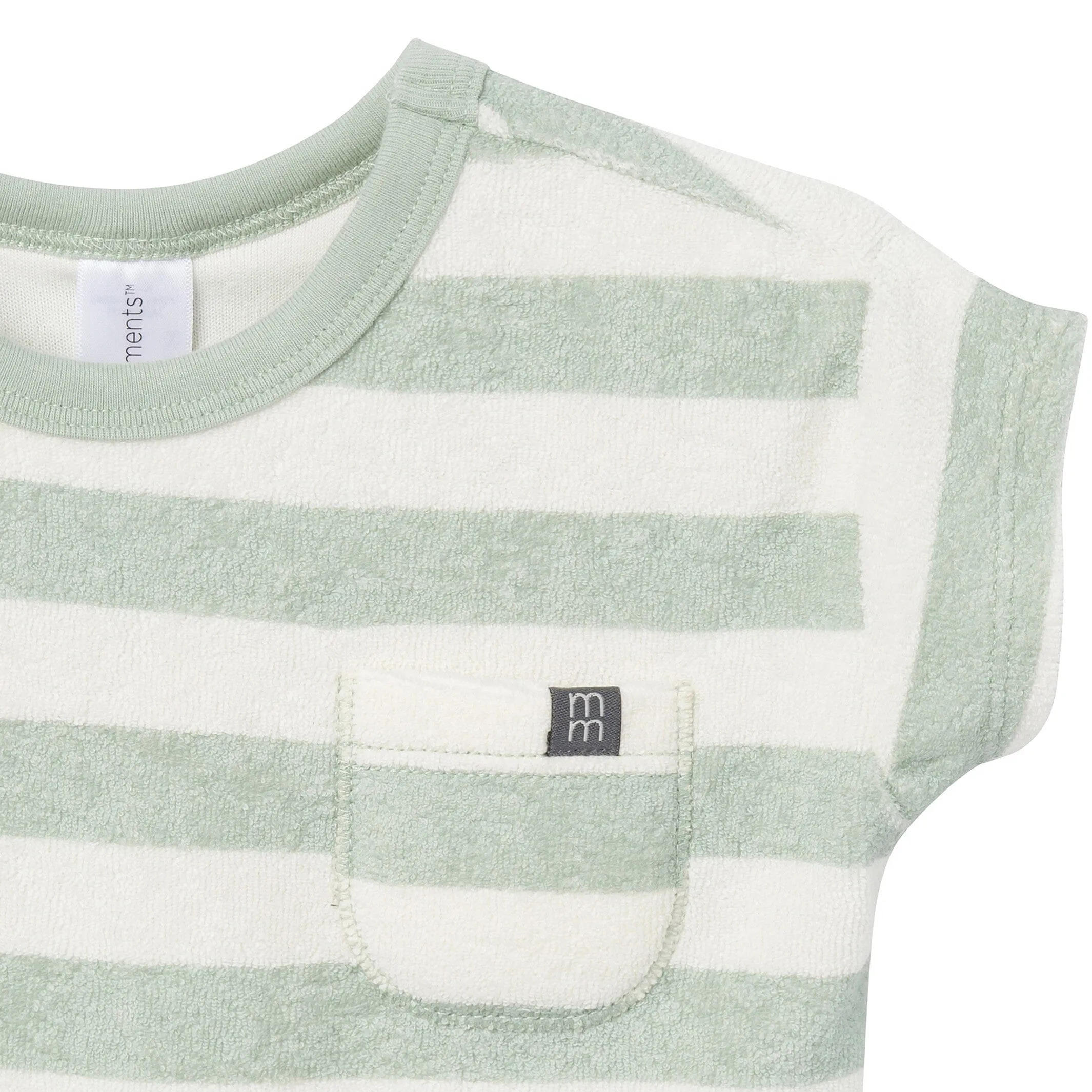 2-Piece Baby Boys Green Stripe Shirt and Shorts Set