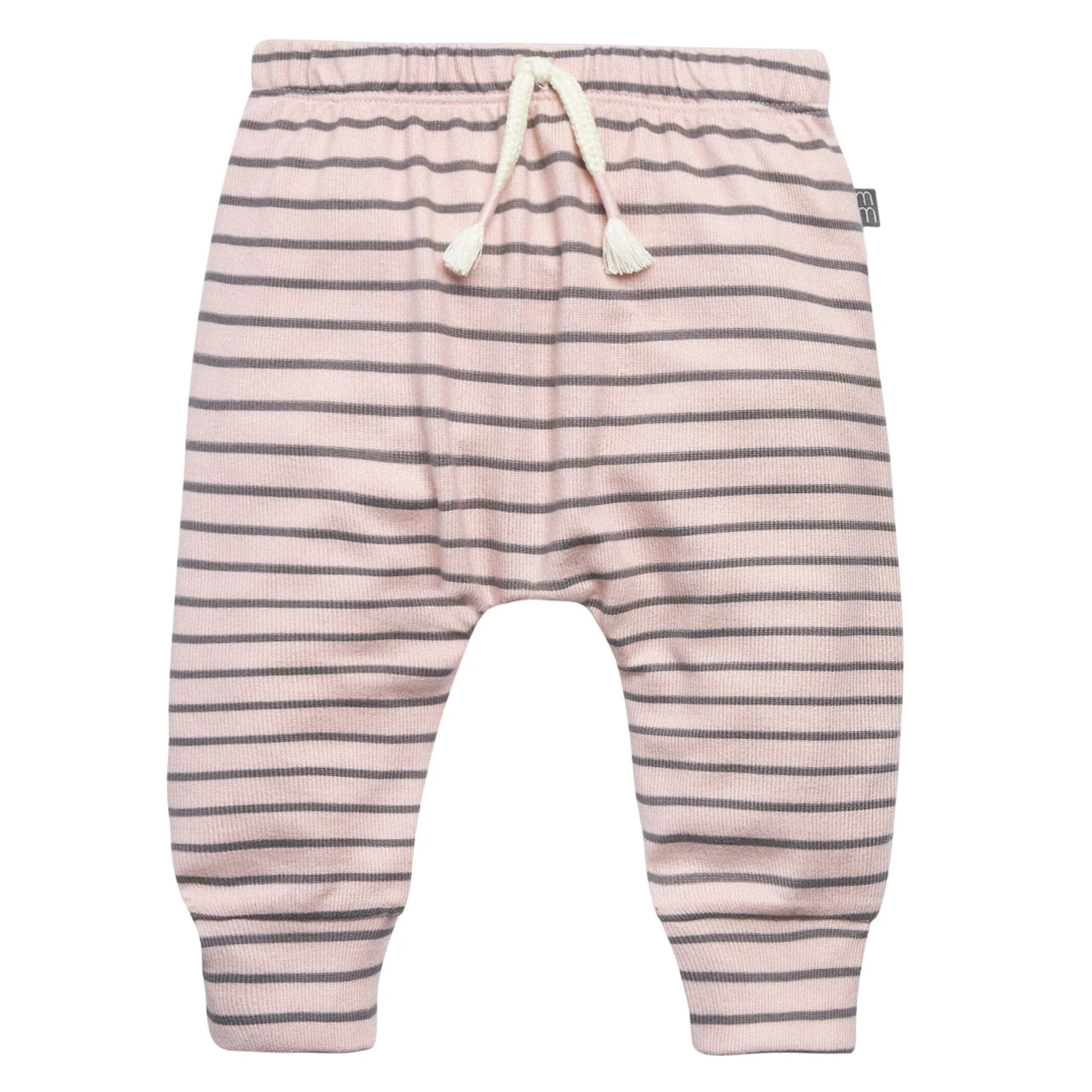 2-Piece Baby Girls Light Pink Stripe Hacci Peplum Top and Joggers Set