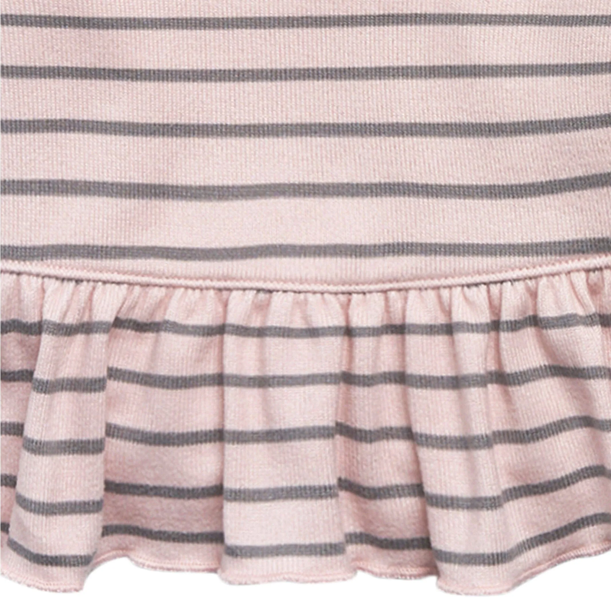 2-Piece Baby Girls Light Pink Stripe Hacci Peplum Top and Joggers Set