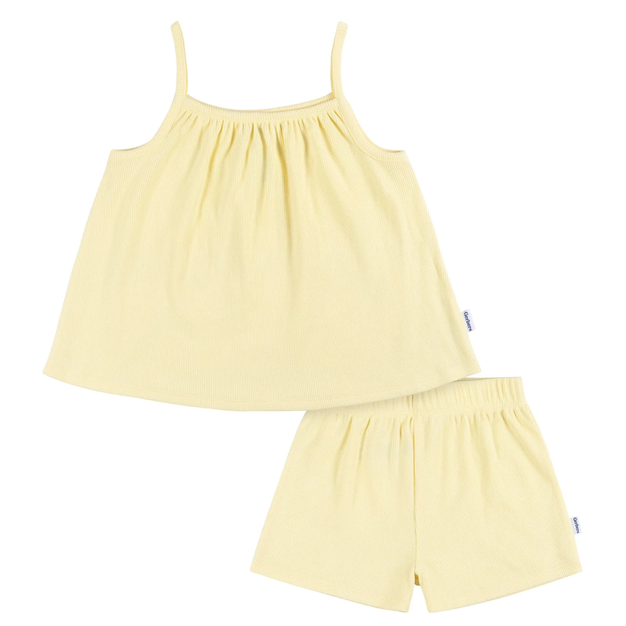 2-Piece Infant and Toddler Girls Yellow Tank Top & Shorts Set