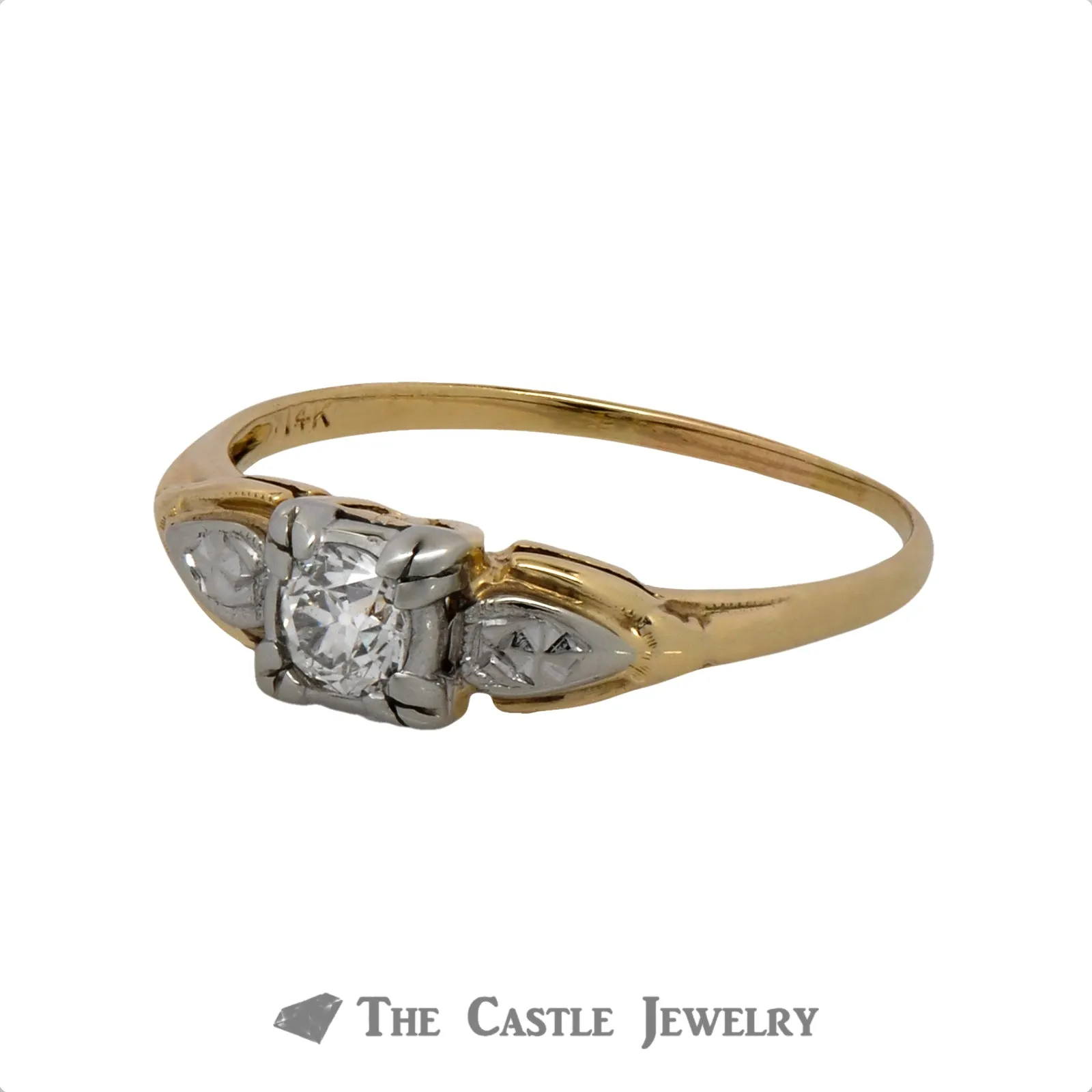 .30ct Old European Cut Diamond Solitaire Engagement Ring in 14k Two-Tone Gold