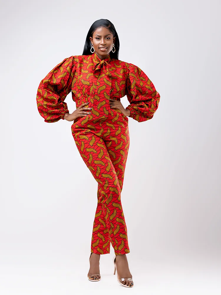 African Print Chioma Balloon sleeve Jumpsuit