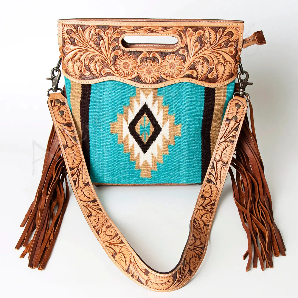 American Darling Turquoise Aztec/Floral Tooled Purse