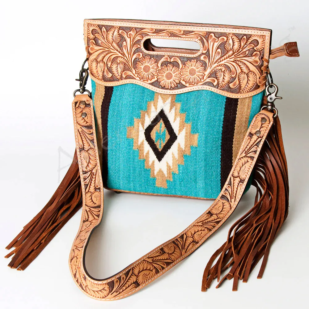 American Darling Turquoise Aztec/Floral Tooled Purse