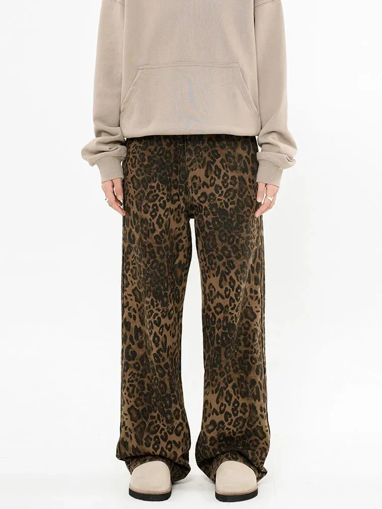 American Vintage Classic High Waist Leopard Print Jeans