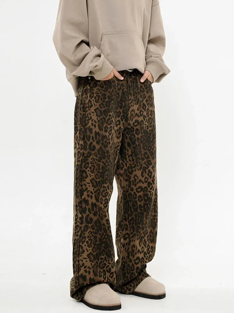 American Vintage Classic High Waist Leopard Print Jeans