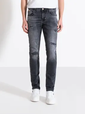 Antony Morato Men Black Washed Mid-Rise Tapered Fit Jeans