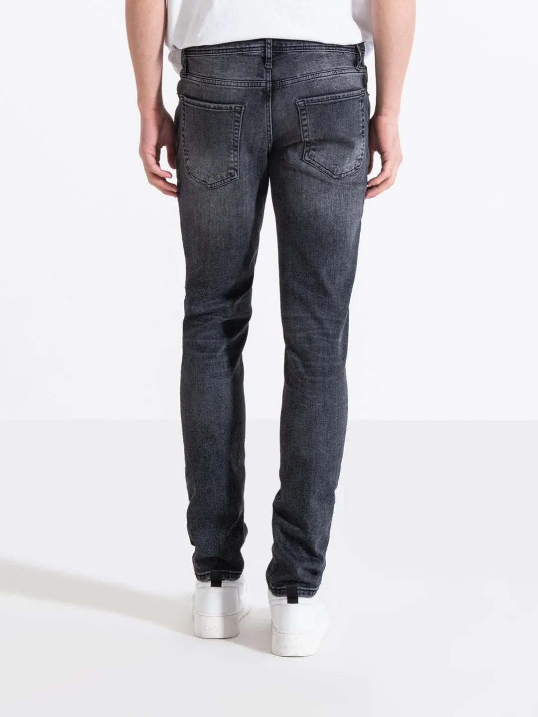 Antony Morato Men Black Washed Mid-Rise Tapered Fit Jeans