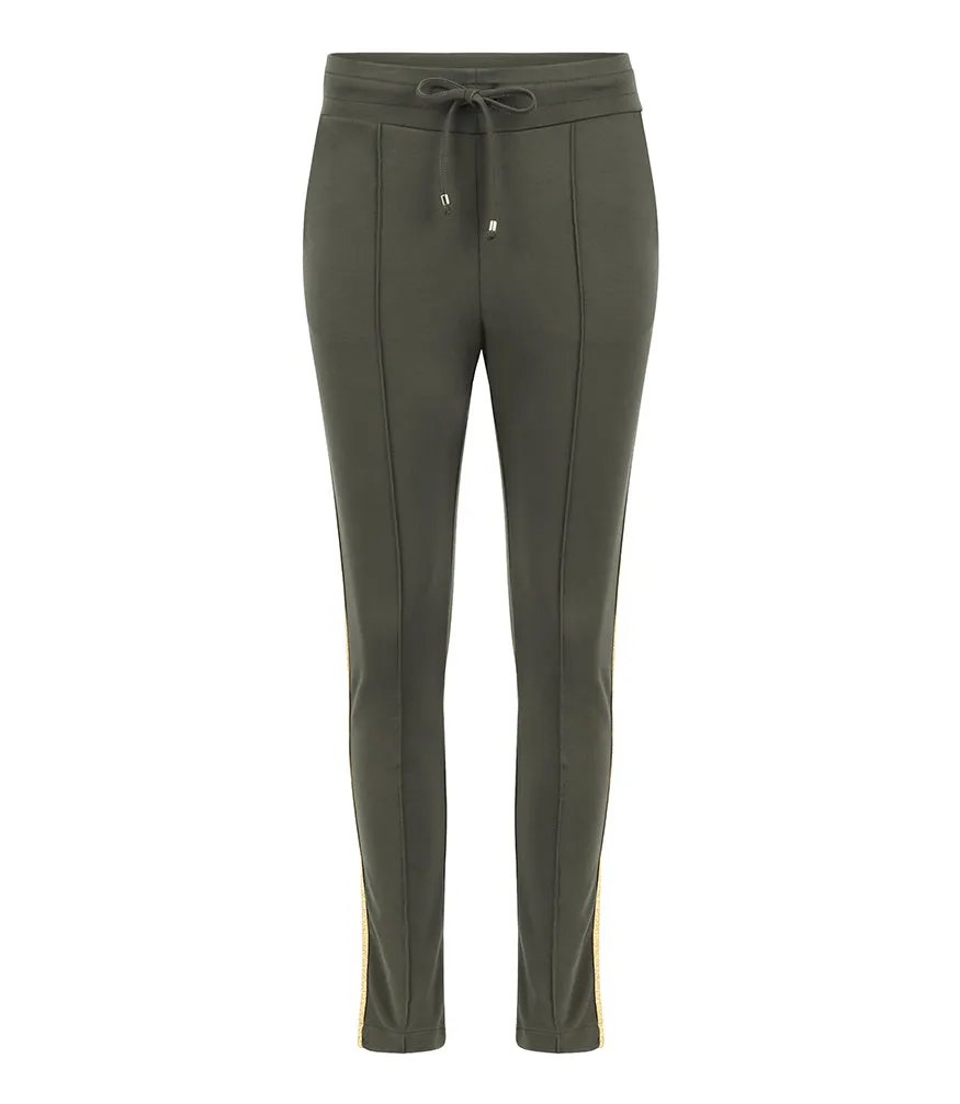 Army Green W/ Gold Stripe Sweatpants