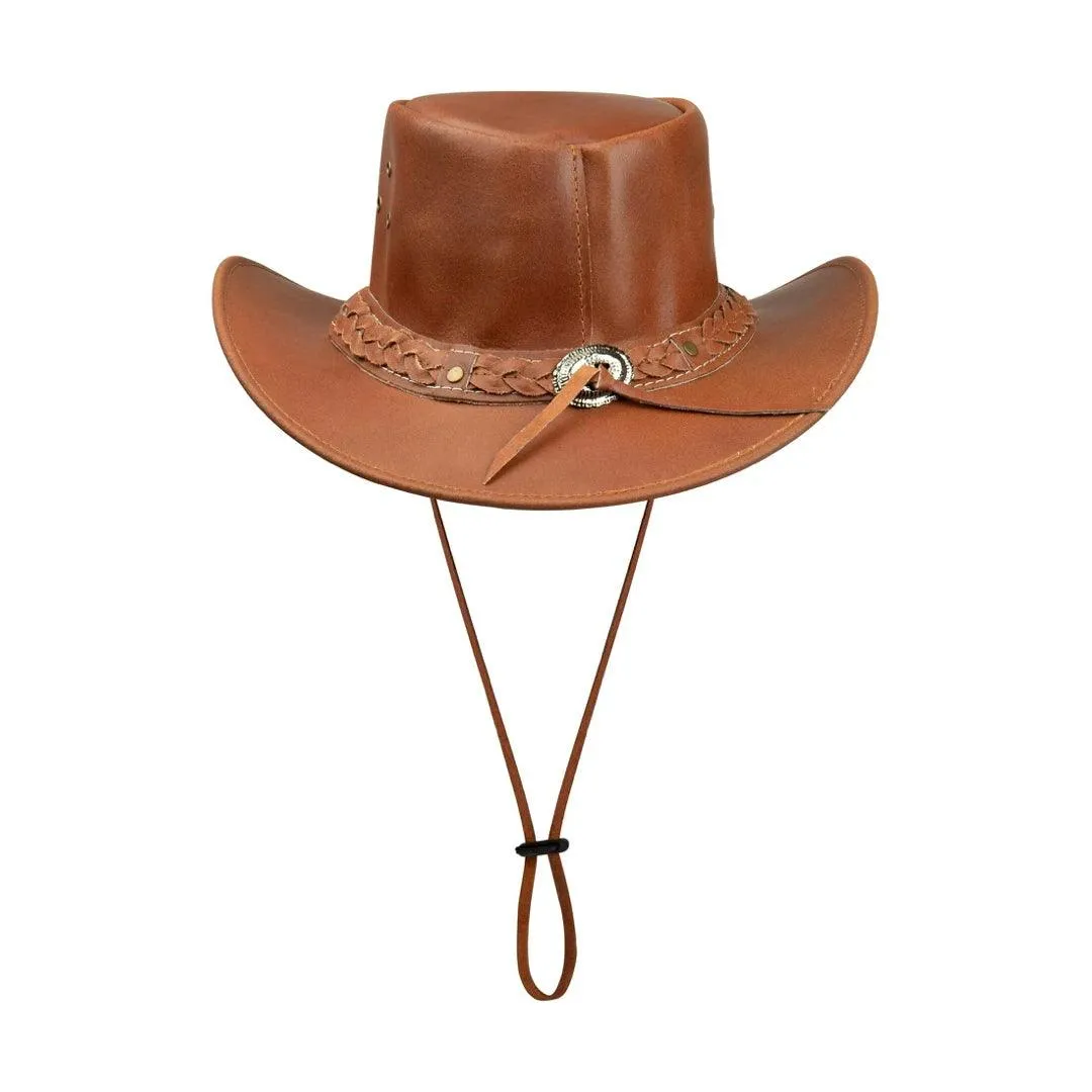 Australian Unisex Western Cowboy Hat Real Leather Outback Riding Outlaw Classic