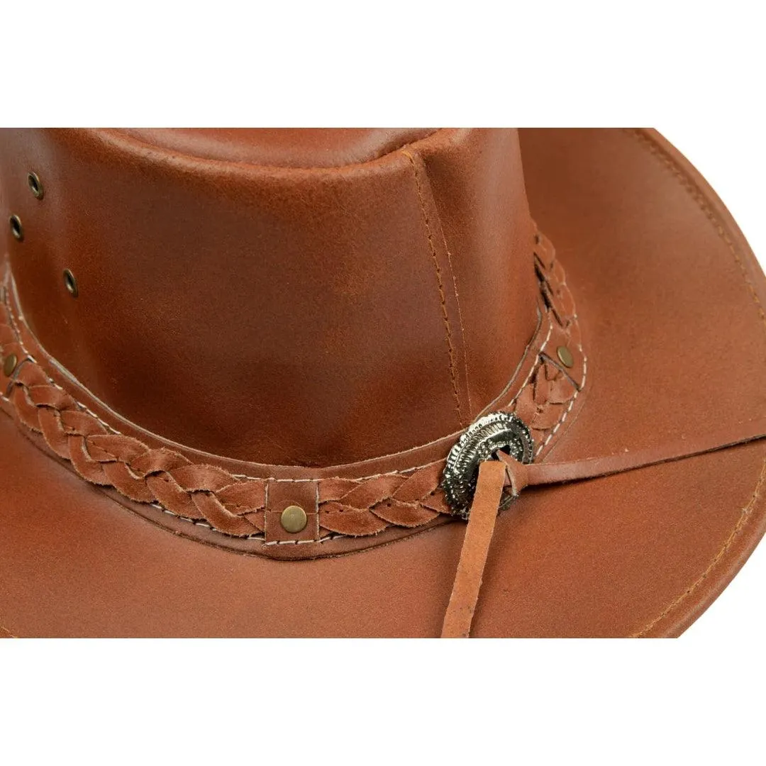 Australian Unisex Western Cowboy Hat Real Leather Outback Riding Outlaw Classic