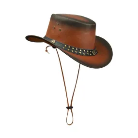 Australian Unisex Western Cowboy Outback Real Leather Aussie Bush Hat Vintage