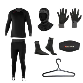 BARE Men's Exowear Top, Pants, Hoods, Gloves, Socks Package w/ FREE Wetsuit Hanger & Mask Strap