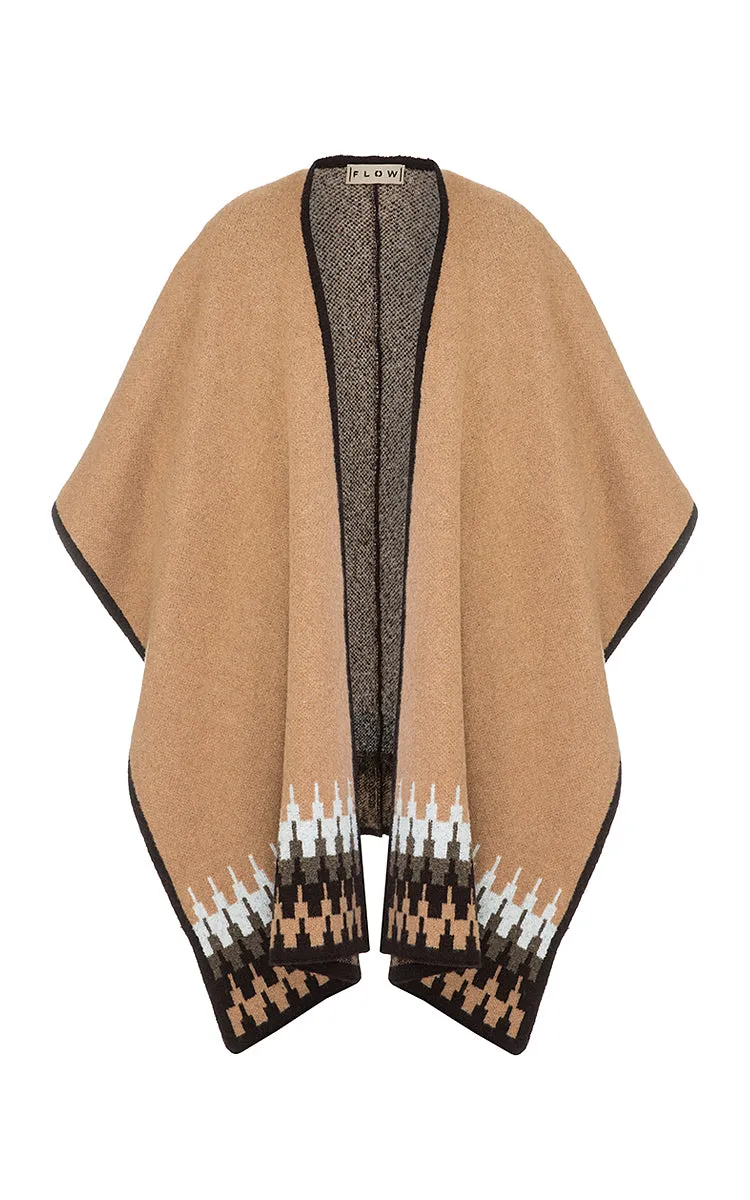 Beige Poncho with Ornament