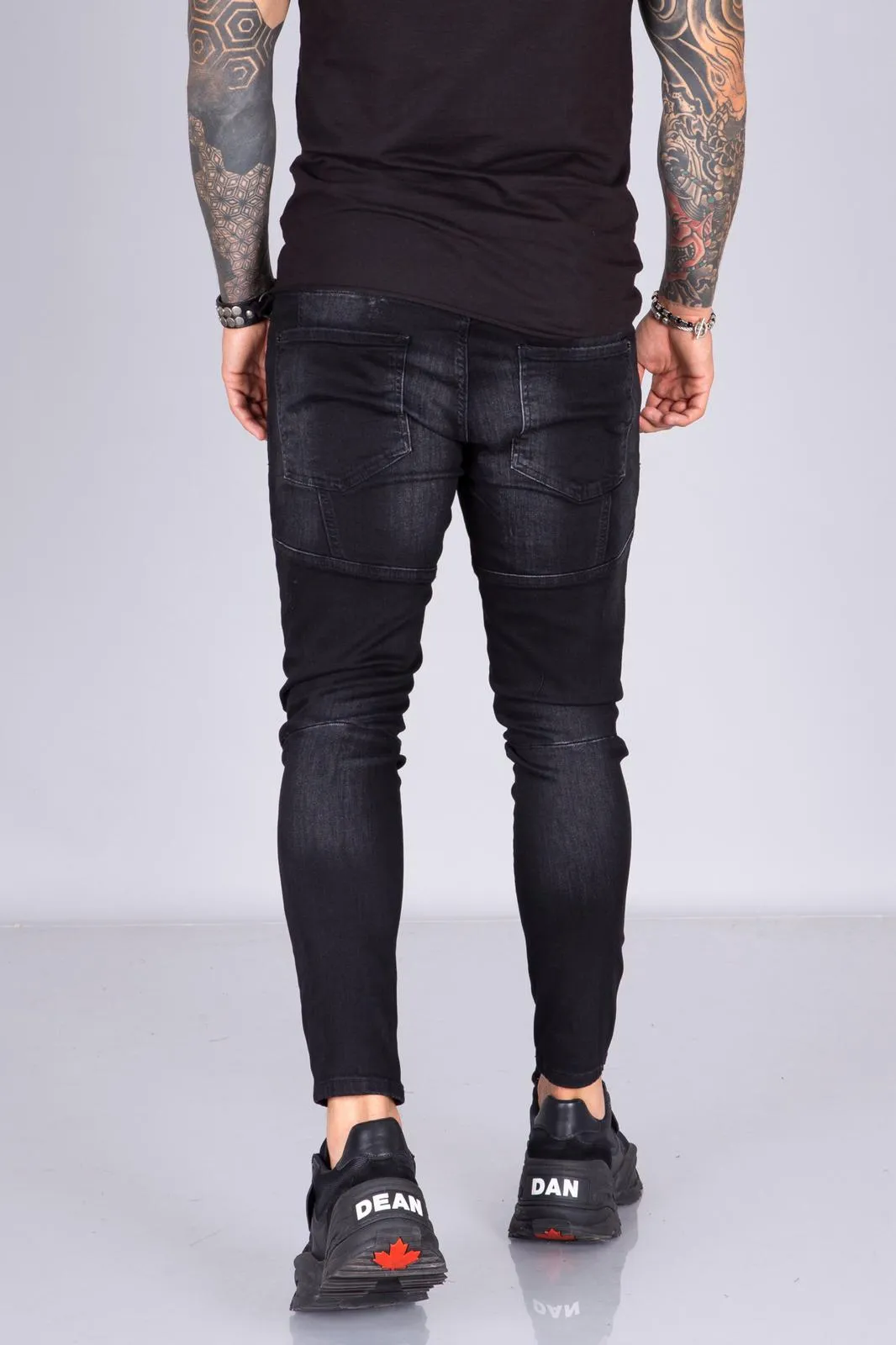 Black Colour Dot Front Zip Skinny Fit Jeans  BI-035 Streetwear Jeans