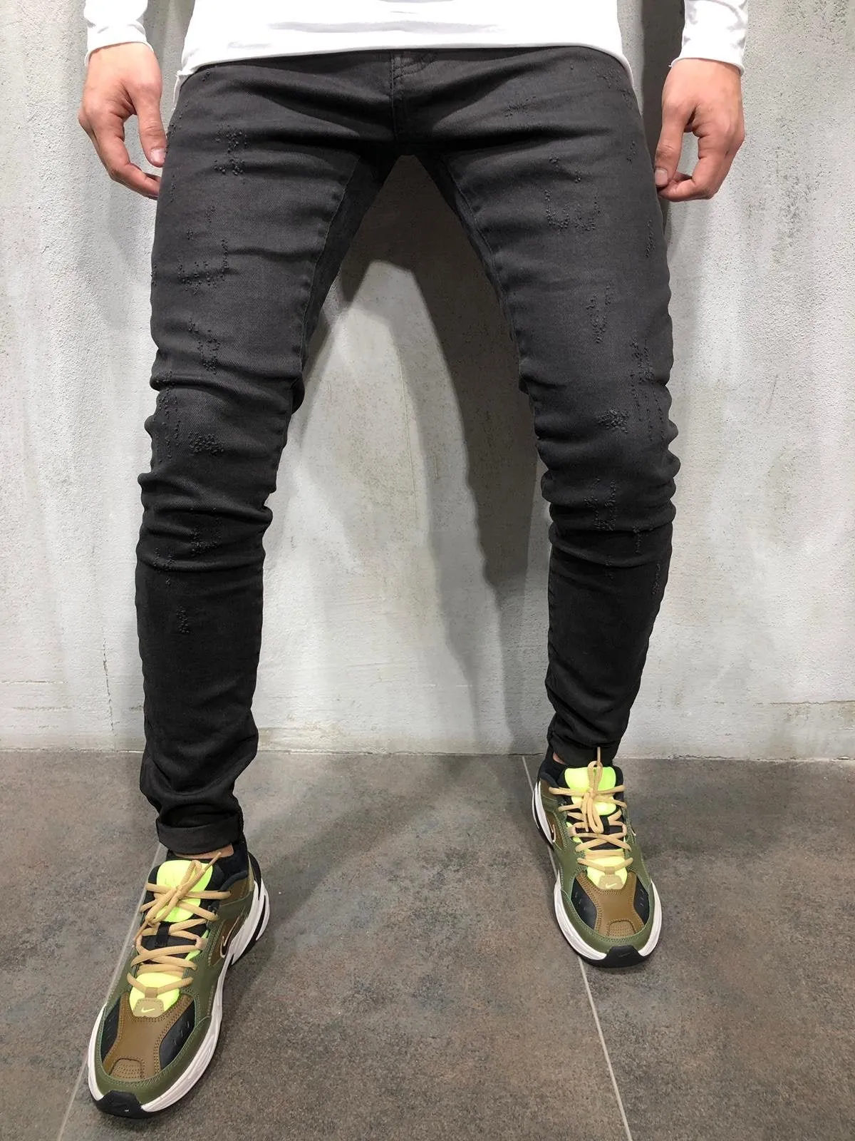 Black Skinny Fit Denim A219 Streetwear Jeans