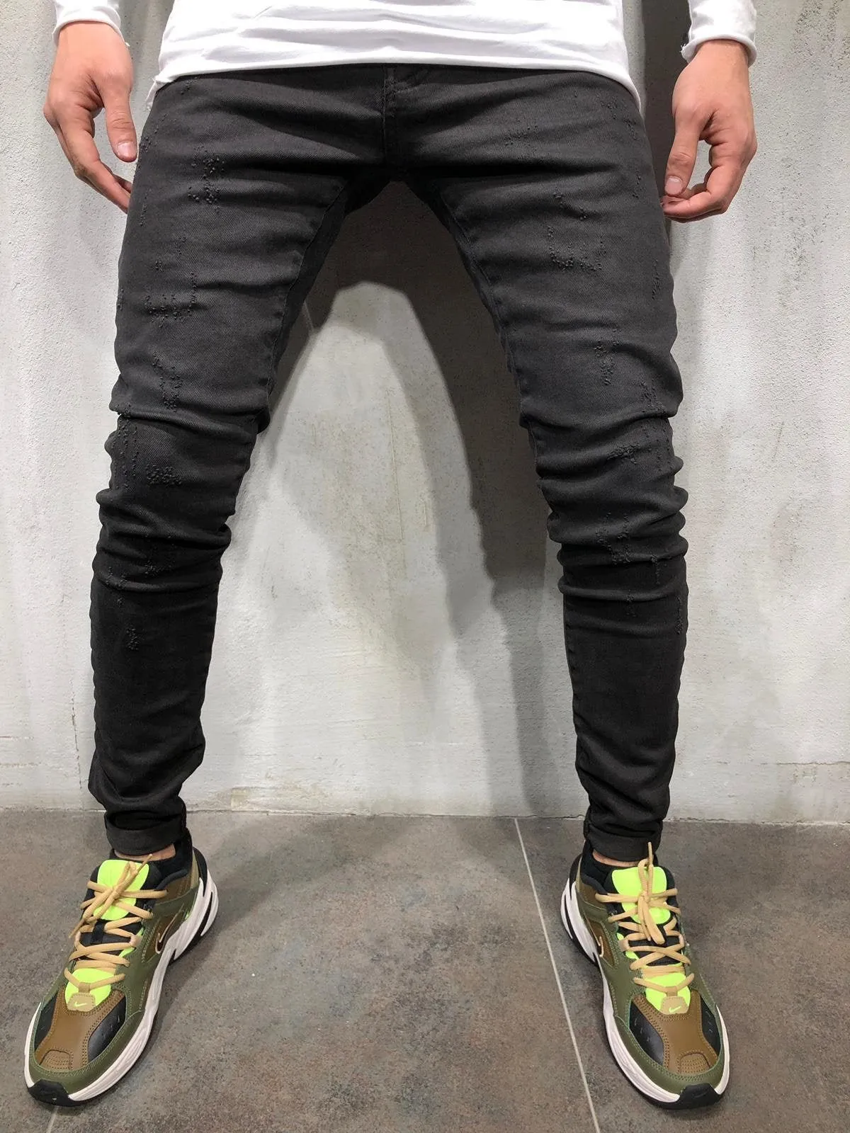 Black Skinny Fit Denim A219 Streetwear Jeans