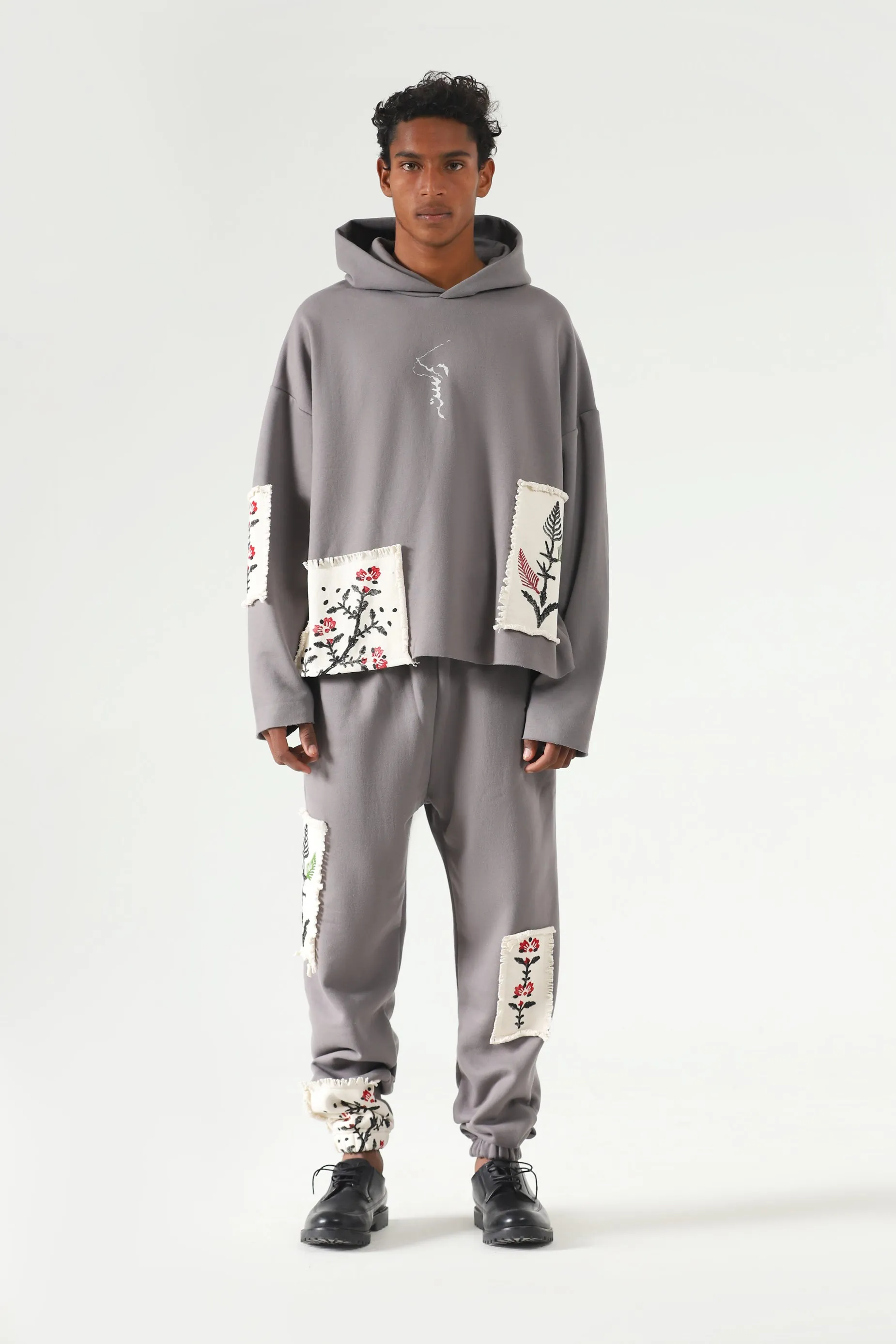 BLOCKPRINT CHARCOAL SWEATPANTS