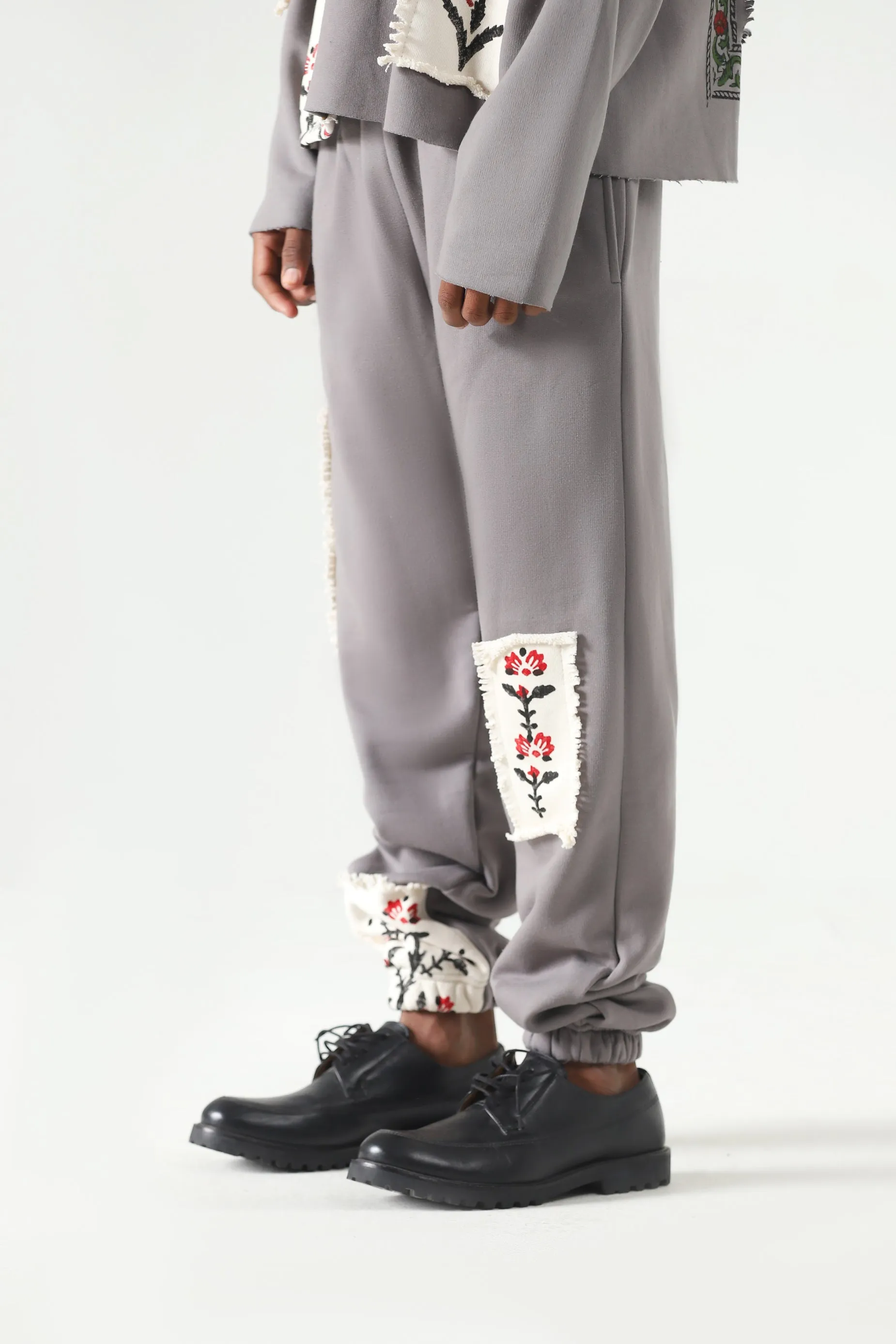 BLOCKPRINT CHARCOAL SWEATPANTS