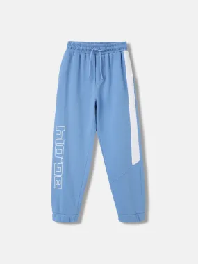 Blue Giraffe Boys Blue Printed Relaxed Fit Trackpant