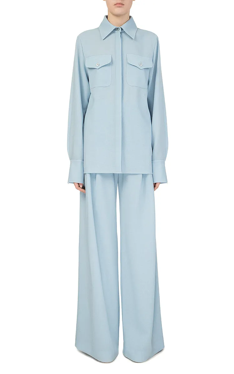 Blue Woolen Oversize Pants