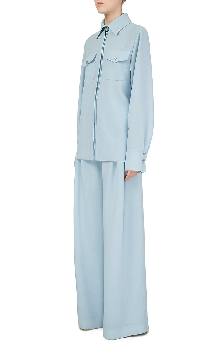 Blue Woolen Oversize Pants