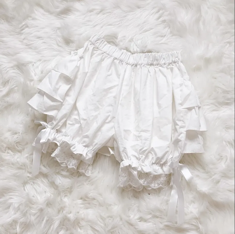 Bow Lace Cotton Ruffle Bloomers