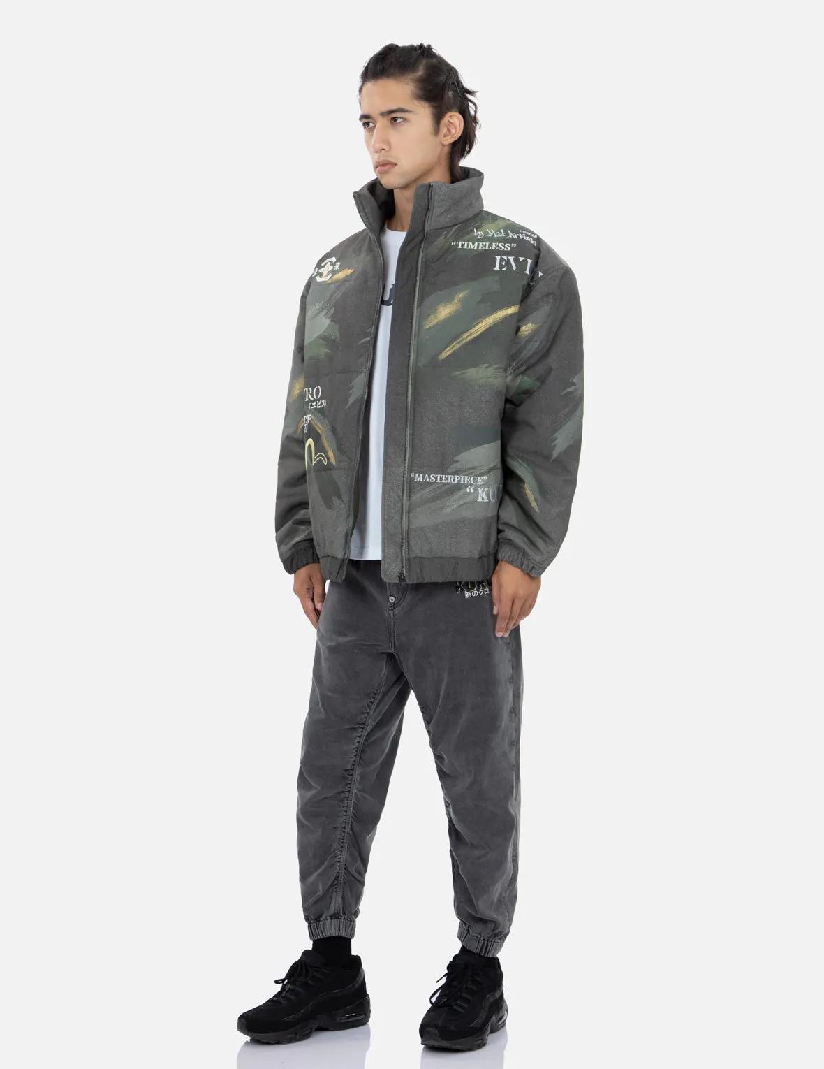 Brush Camouflage Print Padded Jacket