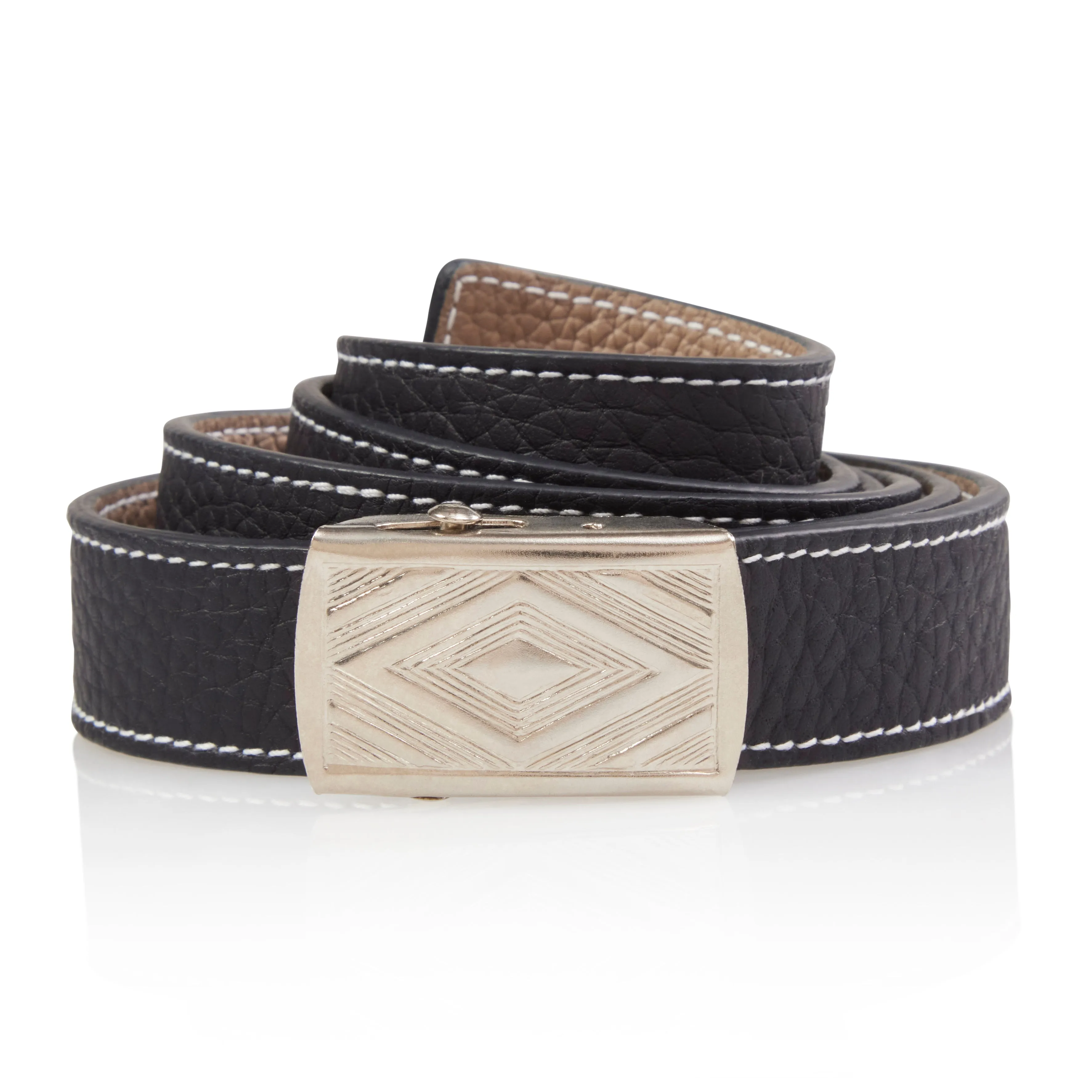 Bull Leather Reversible Slide-Buckle Belt