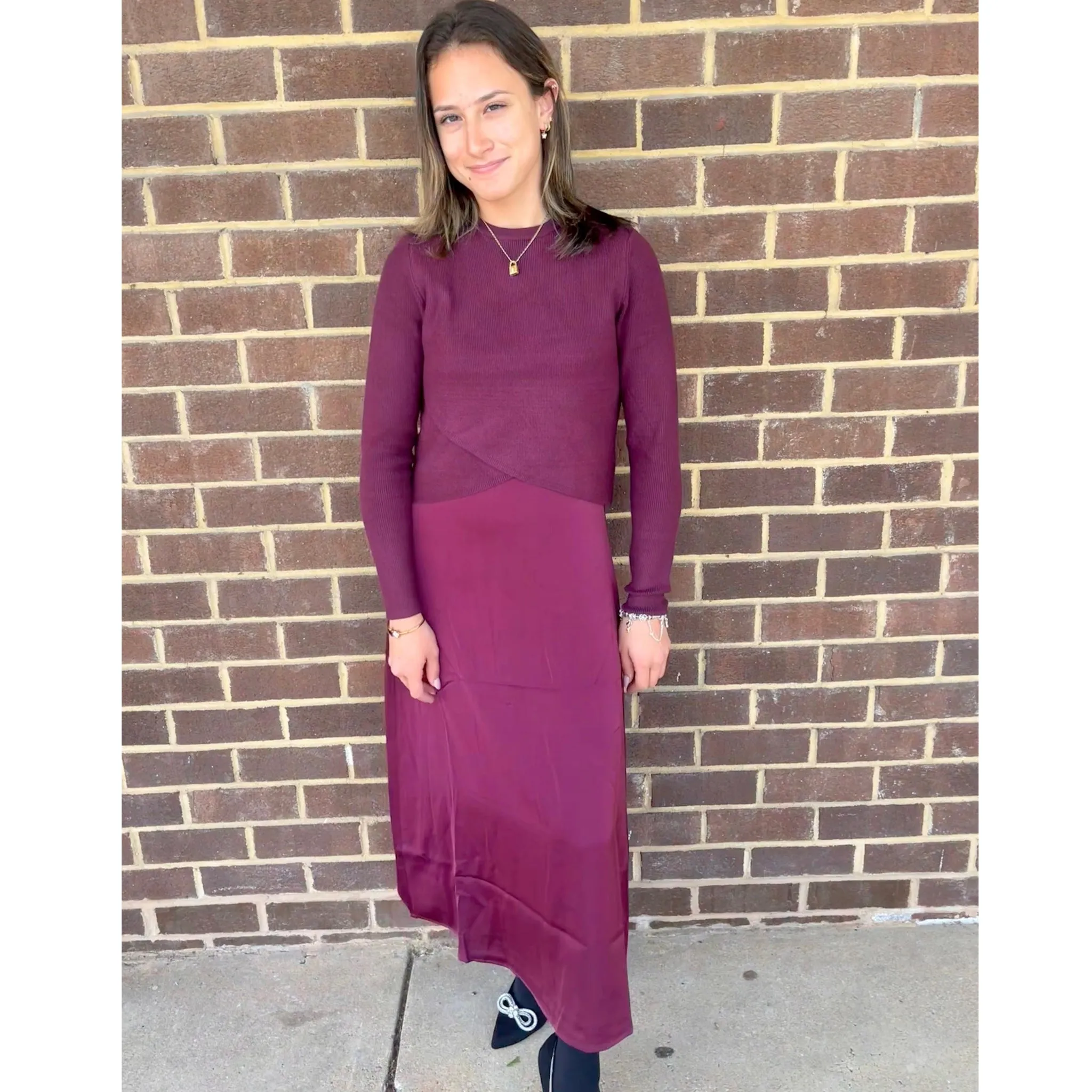 Burgundy Slip Dress by Ivee