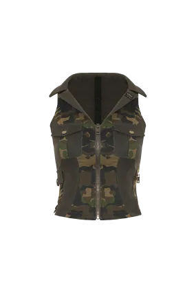 Camouflage Patchwork Multi-Pocket Vest