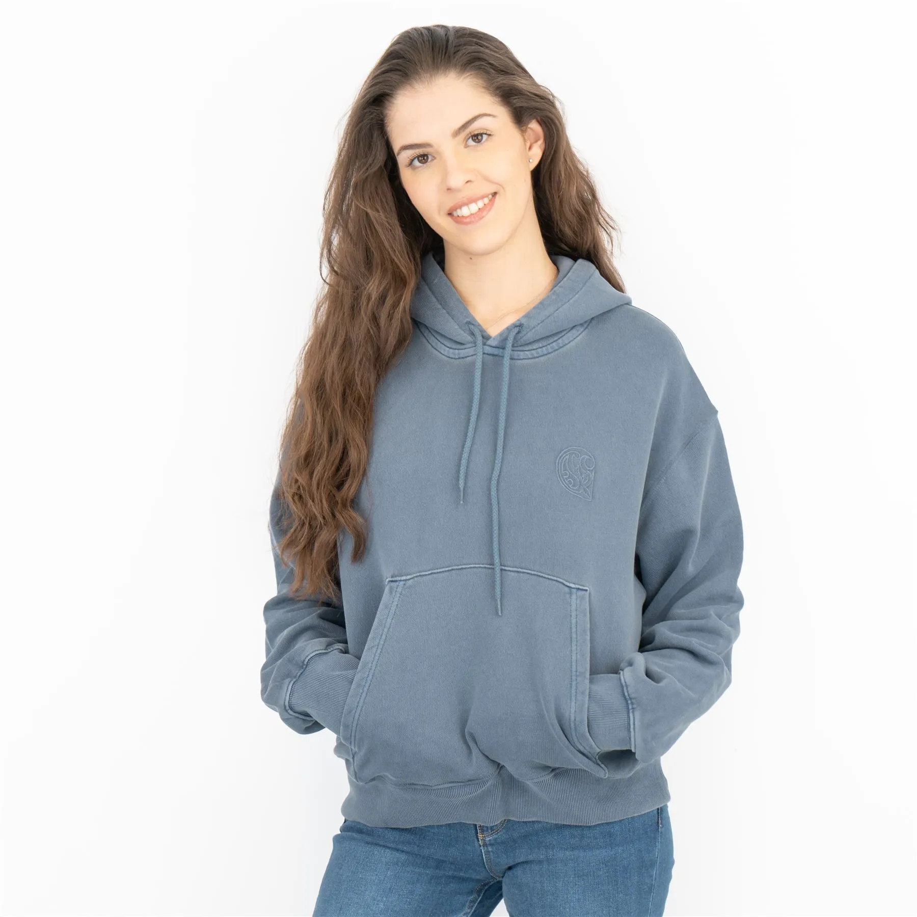 Carhartt Women Hoodie Long Sleeve Casual Blue Hooded Sweat Tops