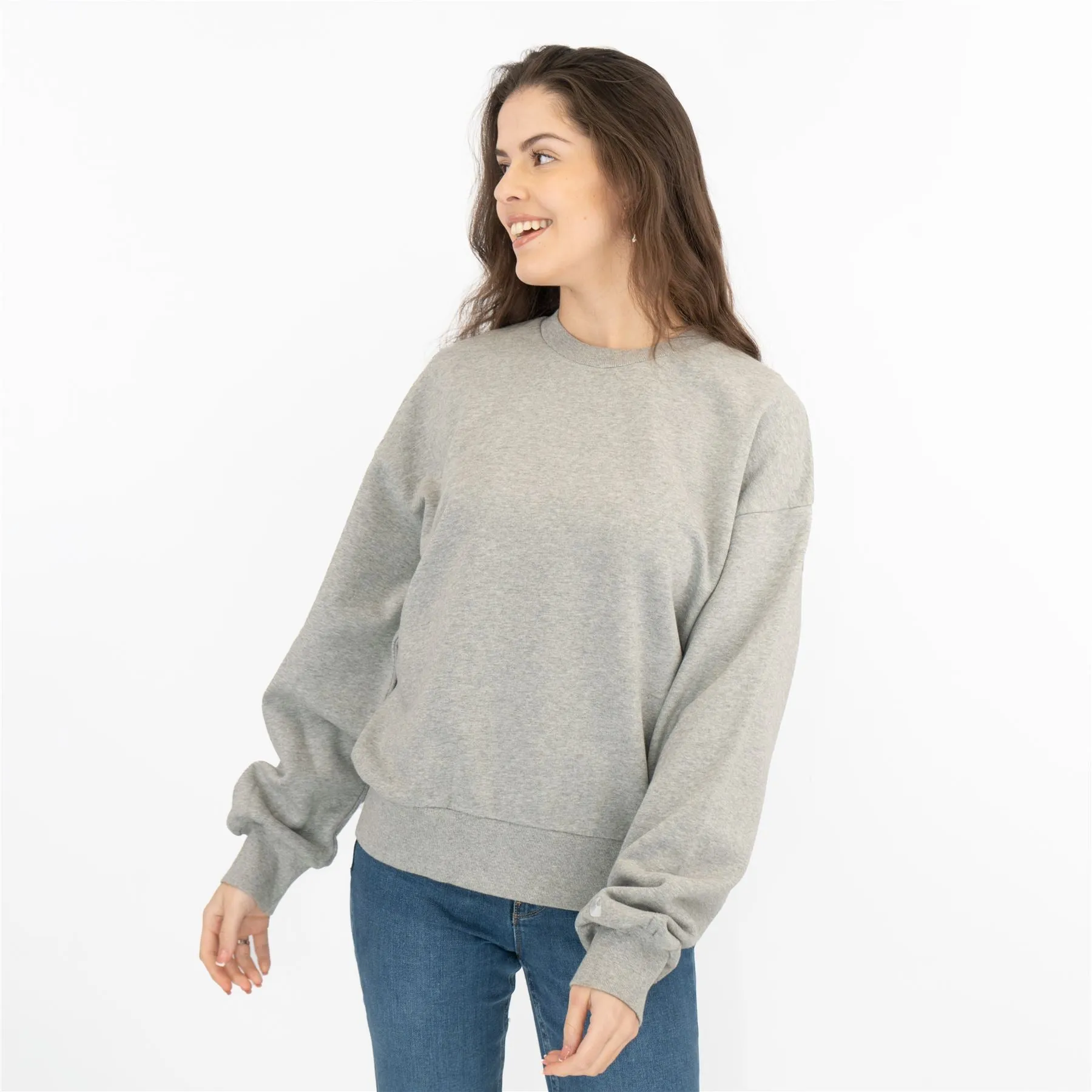 Carhartt Women Sweatshirts Grey Casual Comfort Relaxed Fit Long Sleeve Tops