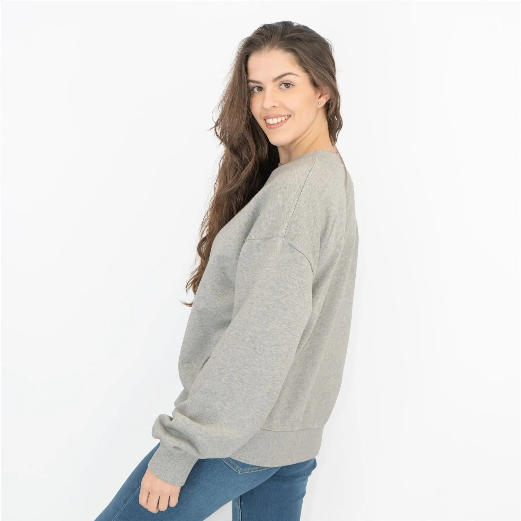 Carhartt Women Sweatshirts Grey Casual Comfort Relaxed Fit Long Sleeve Tops