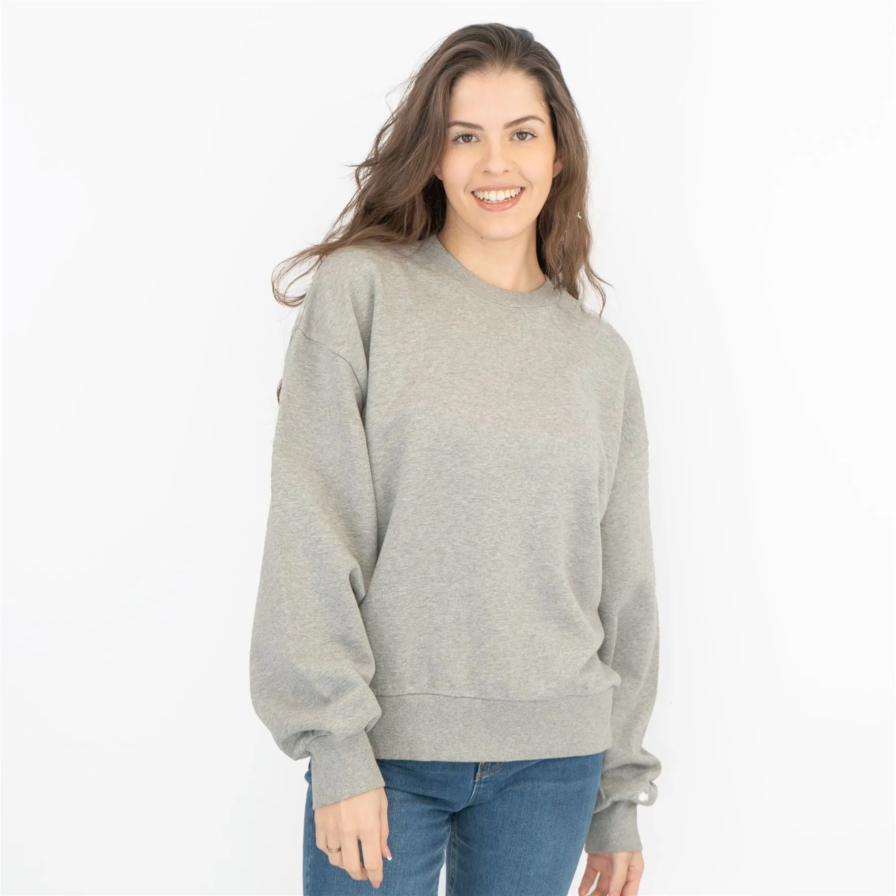 Carhartt Women Sweatshirts Grey Casual Comfort Relaxed Fit Long Sleeve Tops