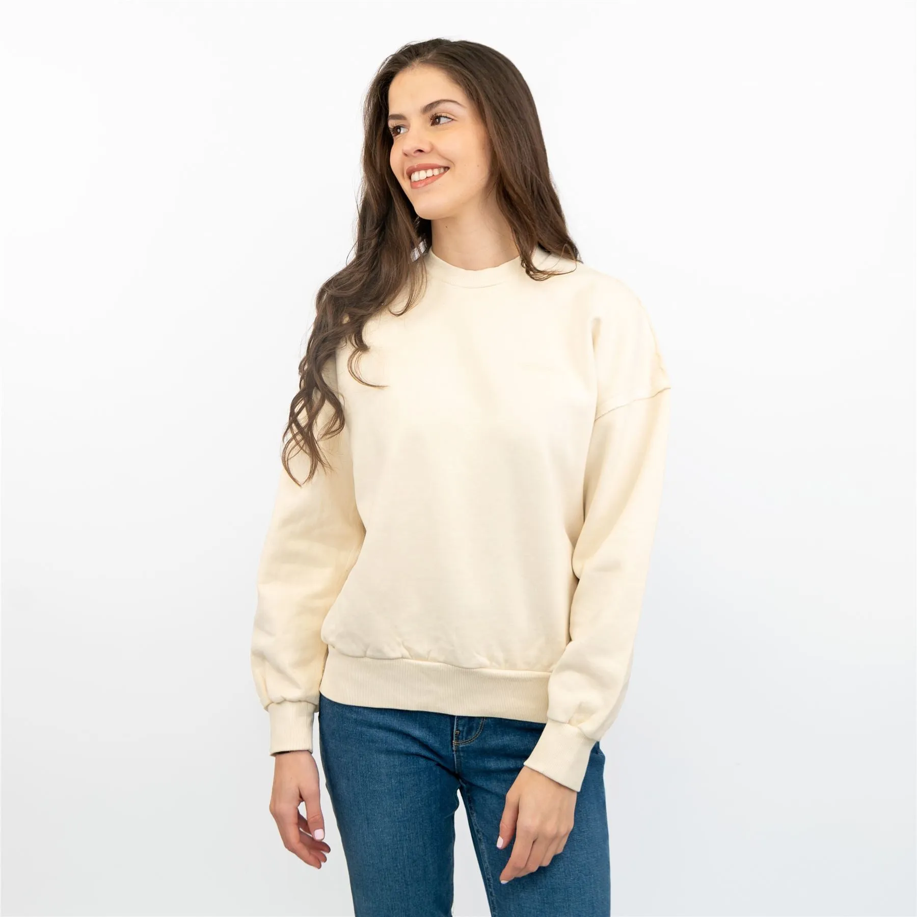 Carhartt Women Sweatshirts Ivory Long Sleeve Relaxed Fit Tops