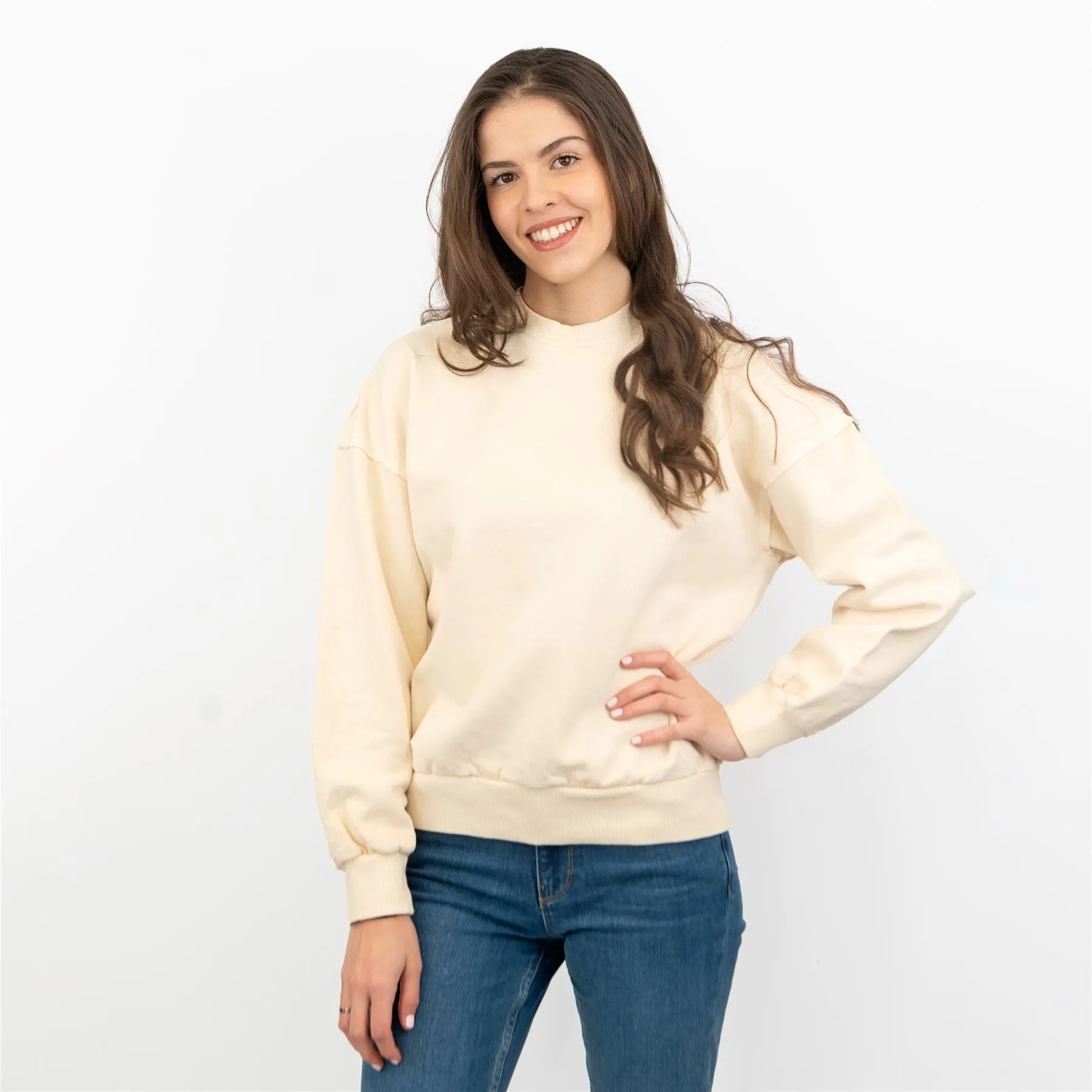 Carhartt Women Sweatshirts Ivory Long Sleeve Relaxed Fit Tops