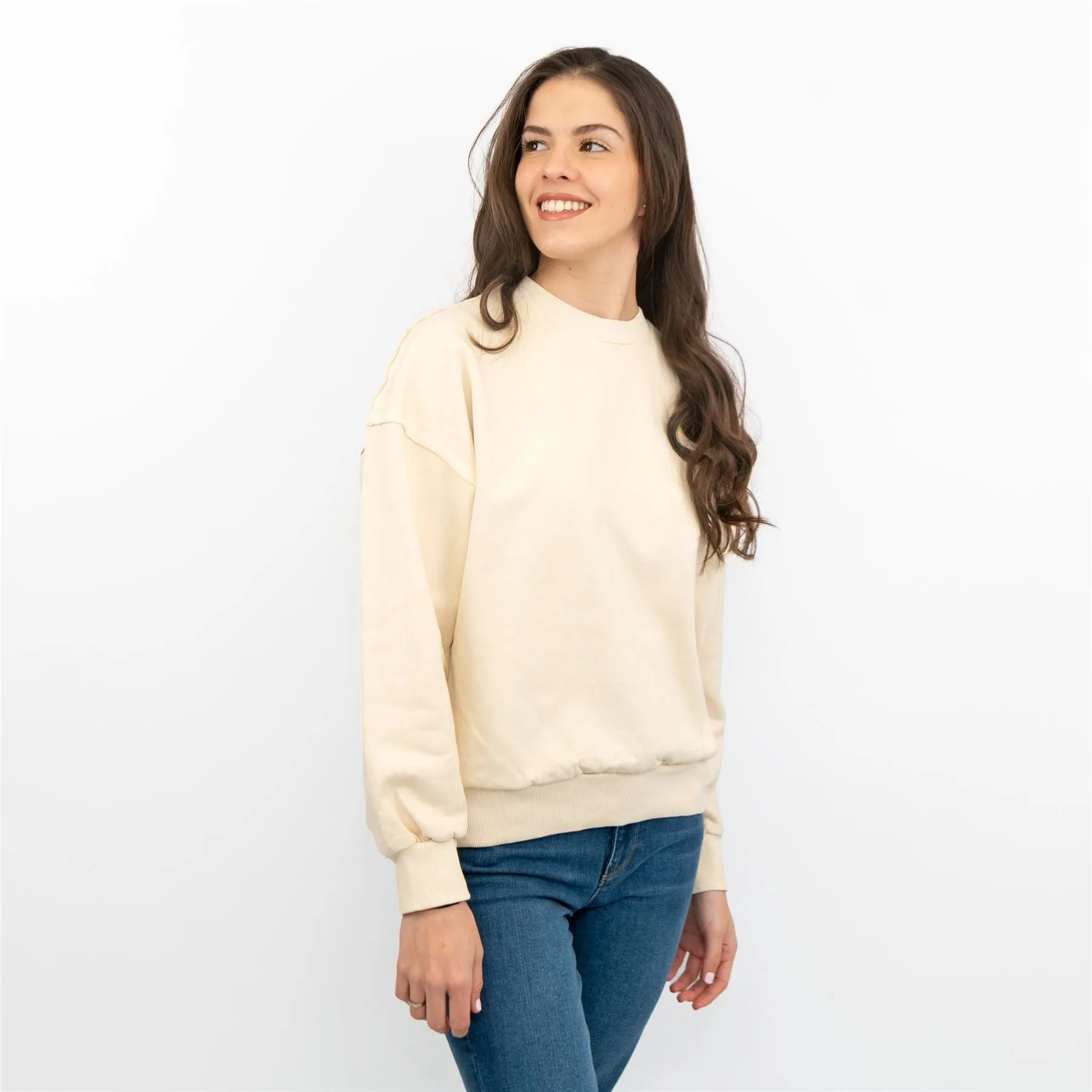 Carhartt Women Sweatshirts Ivory Long Sleeve Relaxed Fit Tops