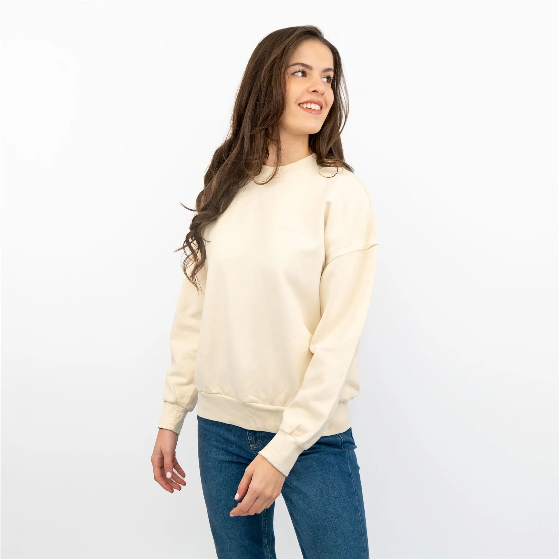 Carhartt Women Sweatshirts Ivory Long Sleeve Relaxed Fit Tops