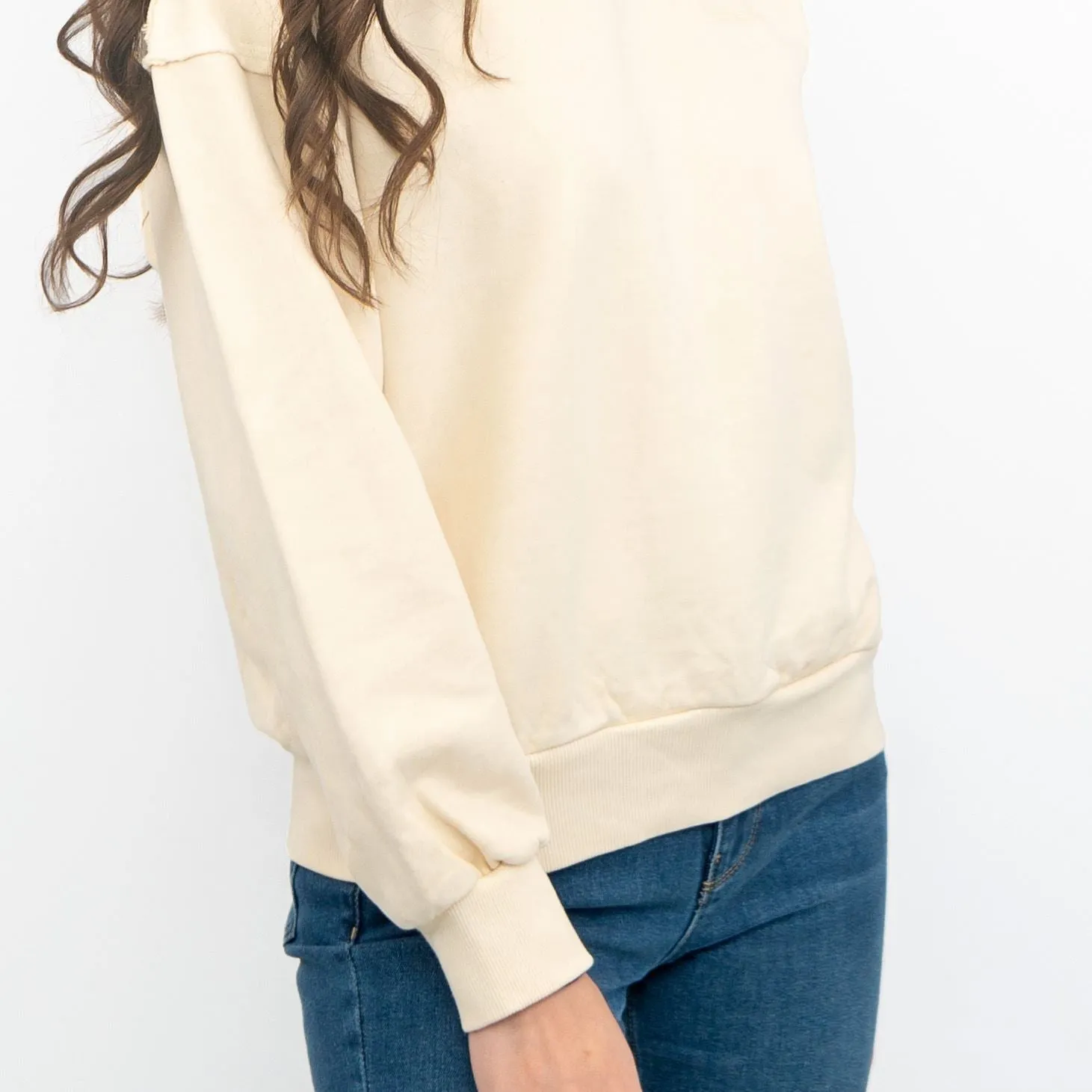 Carhartt Women Sweatshirts Ivory Long Sleeve Relaxed Fit Tops