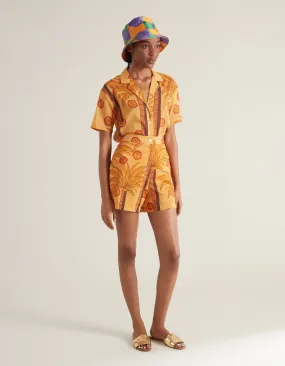 Carlotta Apricot Palm Tree Silk Voile Shorts