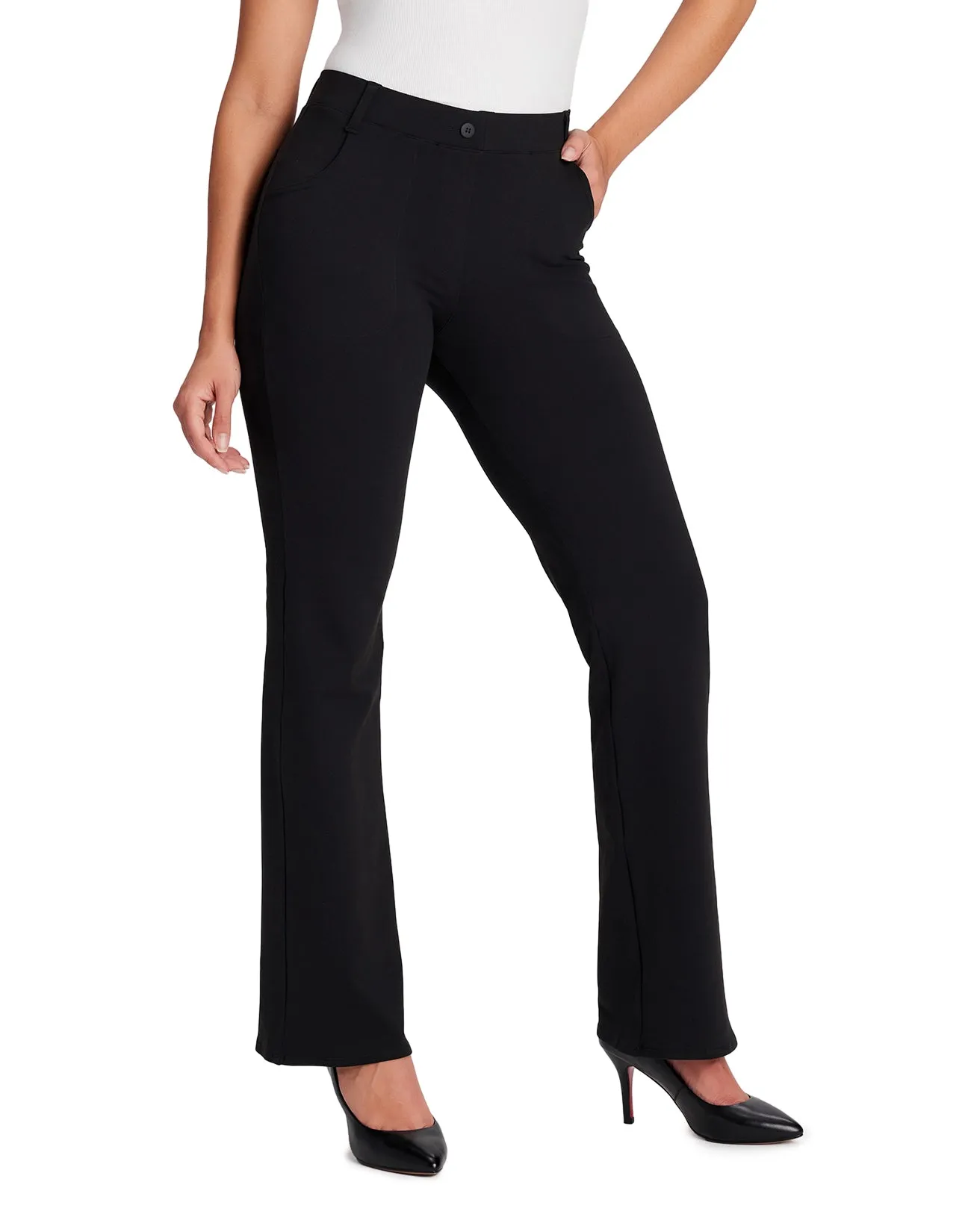 Classic Bootcut Yoga Dress Pants, 4 Pockets (Black)