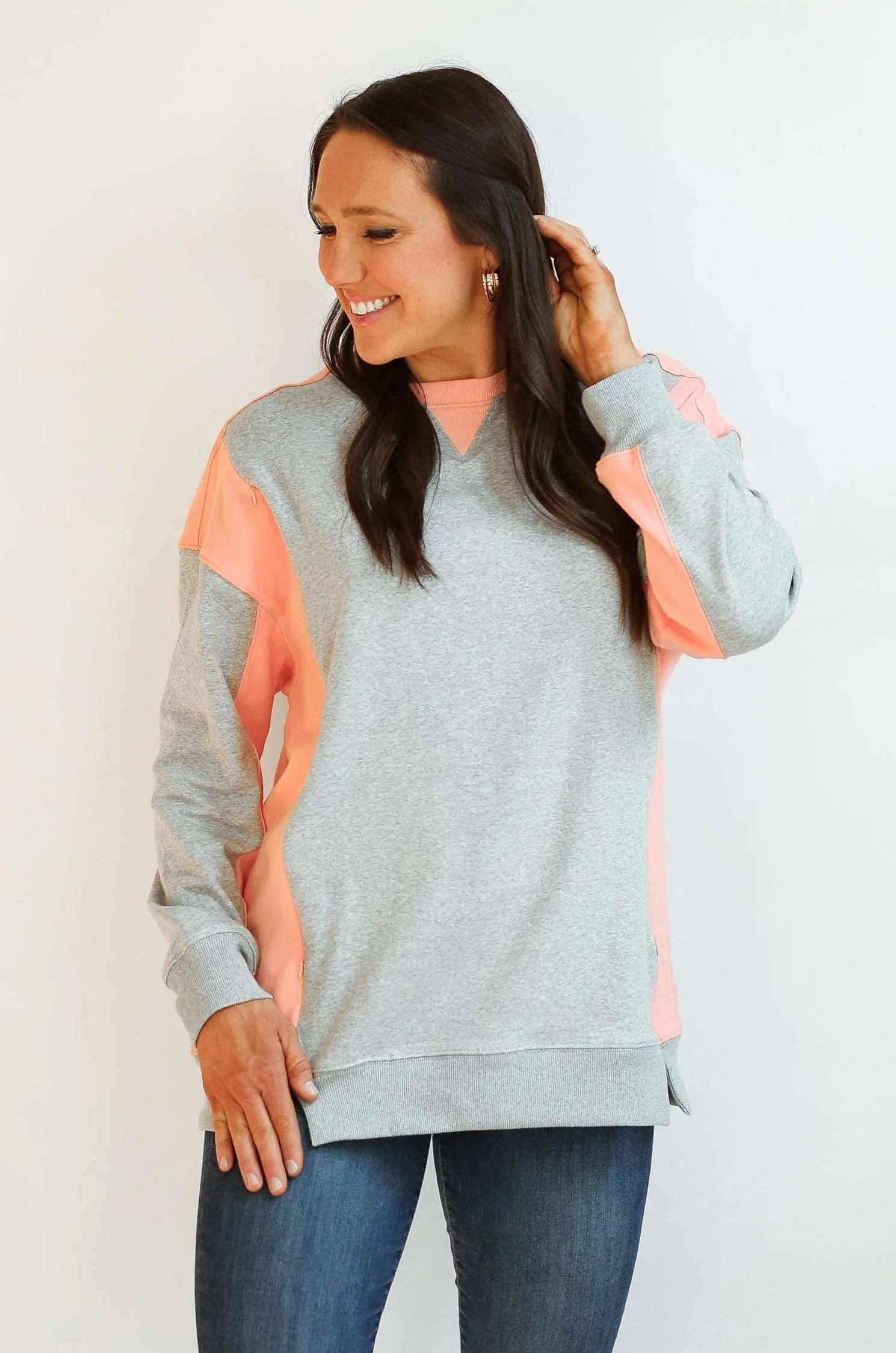 Color Block Nursing Lightweight Sweatshirt