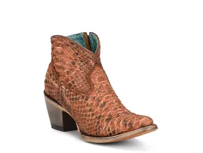 Corral Women's 5" Distressed Tan Full Python J Toe Western Bootie