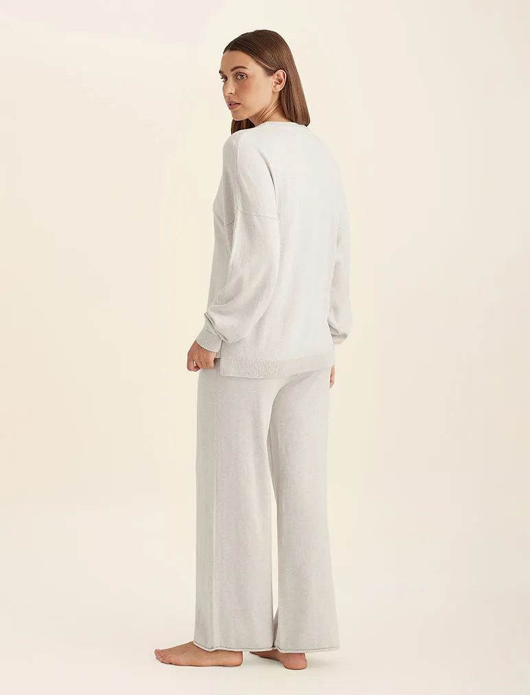 Cotton Cashmere Crew Neck Long Sleeve Top