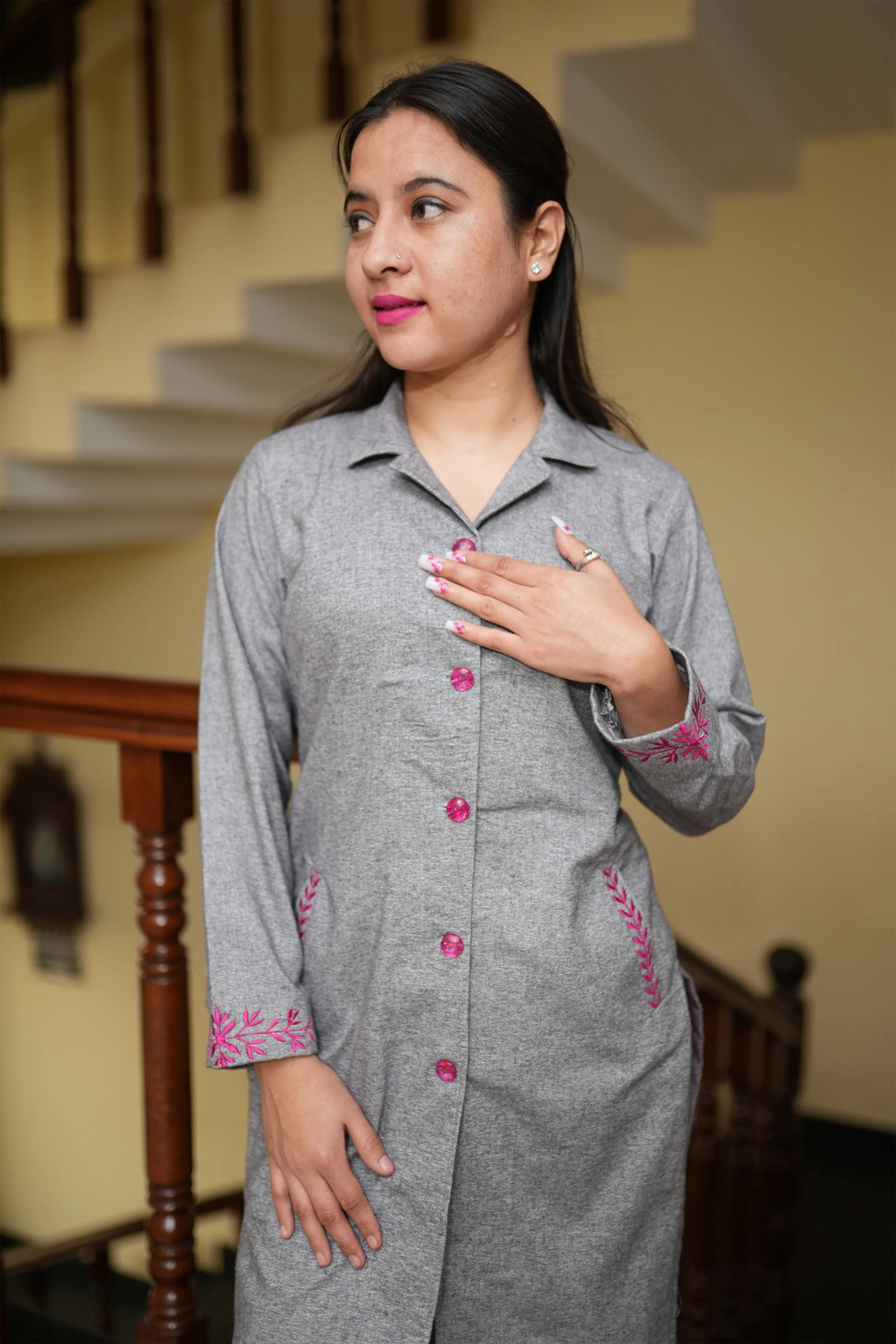 Cozy Charcoal Woollen Kurta